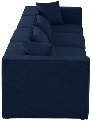 Cube Linen Textured Fabric / Engineered Wood / Foam Contemporary Navy Durable Linen Textured Modular Sofa - 144" W x 36" D x 26" H