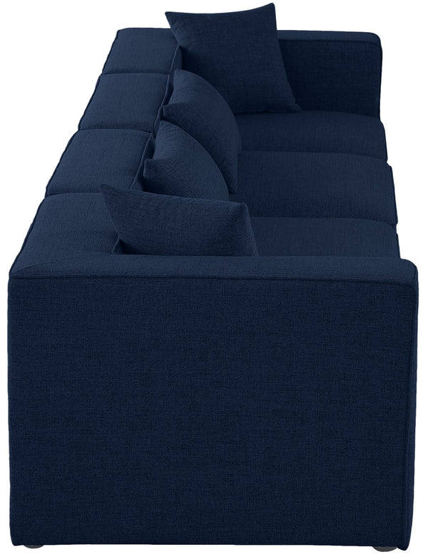 Cube Linen Textured Fabric / Engineered Wood / Foam Contemporary Navy Durable Linen Textured Modular Sofa - 144" W x 36" D x 26" H