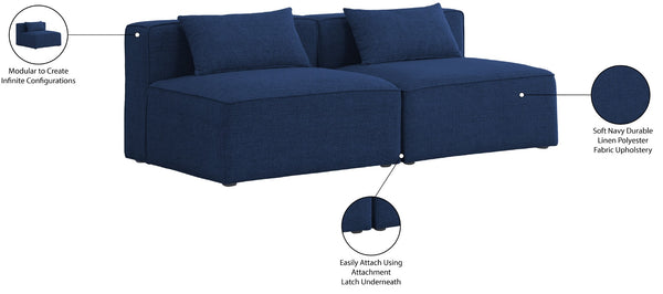 Cube Linen Textured Fabric / Engineered Wood / Foam Contemporary Navy Durable Linen Textured Modular Sofa - 72" W x 36" D x 26" H