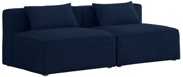 Cube Linen Textured Fabric / Engineered Wood / Foam Contemporary Navy Durable Linen Textured Modular Sofa - 72" W x 36" D x 26" H