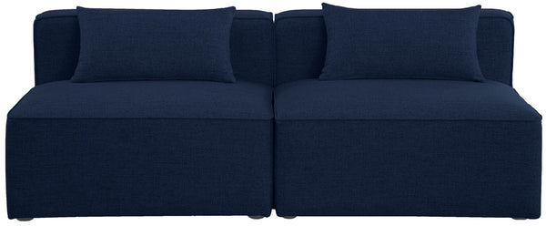Cube Linen Textured Fabric / Engineered Wood / Foam Contemporary Navy Durable Linen Textured Modular Sofa - 72" W x 36" D x 26" H