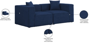 Cube Linen Textured Fabric / Engineered Wood / Foam Contemporary Navy Durable Linen Textured Modular Sofa - 72" W x 36" D x 26" H