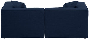 Cube Linen Textured Fabric / Engineered Wood / Foam Contemporary Navy Durable Linen Textured Modular Sofa - 72" W x 36" D x 26" H