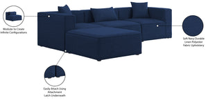 Cube Linen Textured Fabric / Engineered Wood / Foam Contemporary Navy Durable Linen Textured Modular Sectional - 108" W x 72" D x 26" H