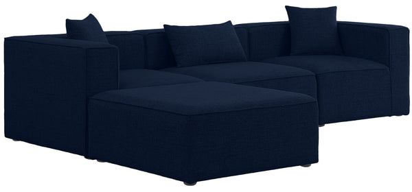 Cube Linen Textured Fabric / Engineered Wood / Foam Contemporary Navy Durable Linen Textured Modular Sectional - 108" W x 72" D x 26" H