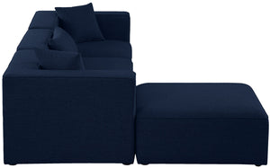 Cube Linen Textured Fabric / Engineered Wood / Foam Contemporary Navy Durable Linen Textured Modular Sectional - 108" W x 72" D x 26" H