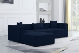 Cube Linen Textured Fabric / Engineered Wood / Foam Contemporary Navy Durable Linen Textured Modular Sectional - 108" W x 72" D x 26" H