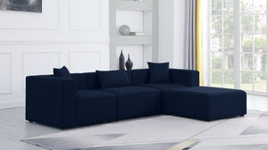 Cube Linen Textured Fabric / Engineered Wood / Foam Contemporary Navy Durable Linen Textured Modular Sectional - 108" W x 72" D x 26" H