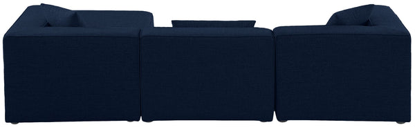 Cube Linen Textured Fabric / Engineered Wood / Foam Contemporary Navy Durable Linen Textured Modular Sectional - 108" W x 72" D x 26" H