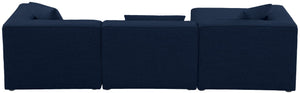 Cube Linen Textured Fabric / Engineered Wood / Foam Contemporary Navy Durable Linen Textured Modular Sectional - 108" W x 72" D x 26" H