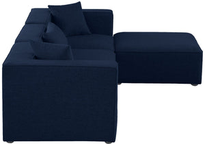 Cube Linen Textured Fabric / Engineered Wood / Foam Contemporary Navy Durable Linen Textured Modular Sectional - 108" W x 72" D x 26" H