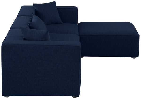 Cube Linen Textured Fabric / Engineered Wood / Foam Contemporary Navy Durable Linen Textured Modular Sectional - 108" W x 72" D x 26" H