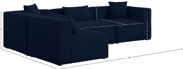 Cube Linen Textured Fabric / Engineered Wood / Foam Contemporary Navy Durable Linen Textured Modular Sectional - 108" W x 72" D x 26" H