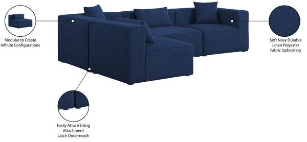 Cube Linen Textured Fabric / Engineered Wood / Foam Contemporary Navy Durable Linen Textured Modular Sectional - 108" W x 72" D x 26" H