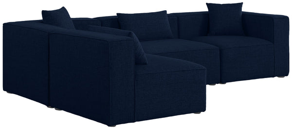 Cube Linen Textured Fabric / Engineered Wood / Foam Contemporary Navy Durable Linen Textured Modular Sectional - 108" W x 72" D x 26" H