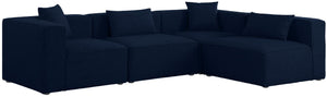 Cube Linen Textured Fabric / Engineered Wood / Foam Contemporary Navy Durable Linen Textured Modular Sectional - 108" W x 72" D x 26" H