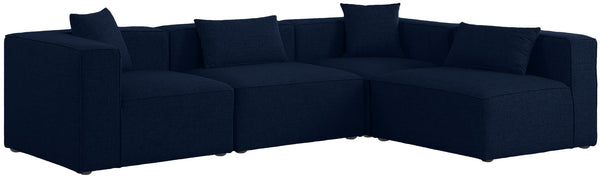 Cube Linen Textured Fabric / Engineered Wood / Foam Contemporary Navy Durable Linen Textured Modular Sectional - 108" W x 72" D x 26" H