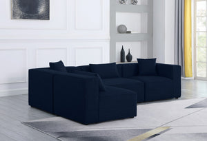 Cube Linen Textured Fabric / Engineered Wood / Foam Contemporary Navy Durable Linen Textured Modular Sectional - 108" W x 72" D x 26" H