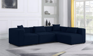 Cube Linen Textured Fabric / Engineered Wood / Foam Contemporary Navy Durable Linen Textured Modular Sectional - 108" W x 72" D x 26" H