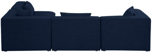 Cube Linen Textured Fabric / Engineered Wood / Foam Contemporary Navy Durable Linen Textured Modular Sectional - 108" W x 72" D x 26" H