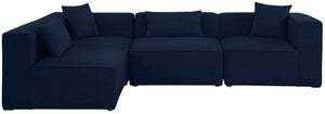 Cube Linen Textured Fabric / Engineered Wood / Foam Contemporary Navy Durable Linen Textured Modular Sectional - 108" W x 72" D x 26" H