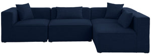 Cube Linen Textured Fabric / Engineered Wood / Foam Contemporary Navy Durable Linen Textured Modular Sectional - 108" W x 72" D x 26" H