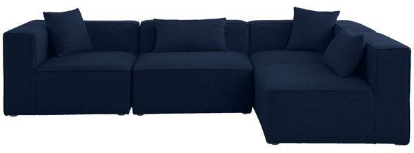 Cube Linen Textured Fabric / Engineered Wood / Foam Contemporary Navy Durable Linen Textured Modular Sectional - 108" W x 72" D x 26" H