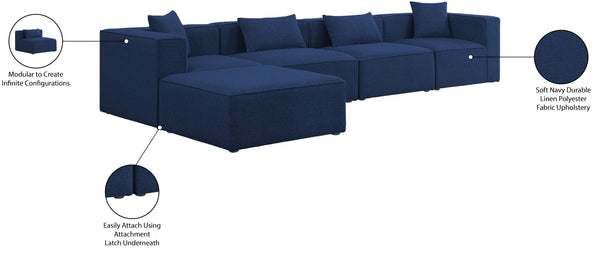 Cube Linen Textured Fabric / Engineered Wood / Foam Contemporary Navy Durable Linen Textured Modular Sectional - 144" W x 72" D x 26" H