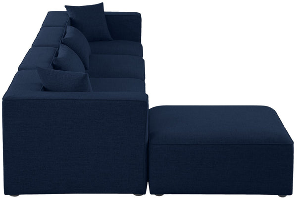 Cube Linen Textured Fabric / Engineered Wood / Foam Contemporary Navy Durable Linen Textured Modular Sectional - 144" W x 72" D x 26" H
