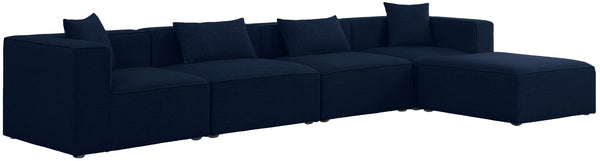 Cube Linen Textured Fabric / Engineered Wood / Foam Contemporary Navy Durable Linen Textured Modular Sectional - 144" W x 72" D x 26" H