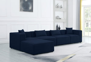 Cube Linen Textured Fabric / Engineered Wood / Foam Contemporary Navy Durable Linen Textured Modular Sectional - 144" W x 72" D x 26" H