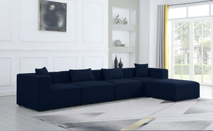 Cube Linen Textured Fabric / Engineered Wood / Foam Contemporary Navy Durable Linen Textured Modular Sectional - 144" W x 72" D x 26" H