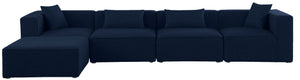 Cube Linen Textured Fabric / Engineered Wood / Foam Contemporary Navy Durable Linen Textured Modular Sectional - 144" W x 72" D x 26" H