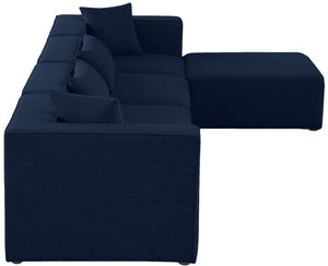 Cube Linen Textured Fabric / Engineered Wood / Foam Contemporary Navy Durable Linen Textured Modular Sectional - 144" W x 72" D x 26" H