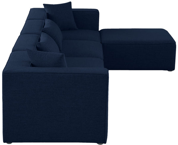 Cube Linen Textured Fabric / Engineered Wood / Foam Contemporary Navy Durable Linen Textured Modular Sectional - 144" W x 72" D x 26" H