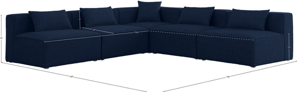 Cube Linen Textured Fabric / Engineered Wood / Foam Contemporary Navy Durable Linen Textured Modular Sectional - 108" W x 108" D x 26" H