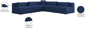 Cube Linen Textured Fabric / Engineered Wood / Foam Contemporary Navy Durable Linen Textured Modular Sectional - 108" W x 108" D x 26" H