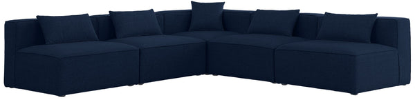 Cube Linen Textured Fabric / Engineered Wood / Foam Contemporary Navy Durable Linen Textured Modular Sectional - 108" W x 108" D x 26" H