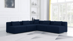 Cube Linen Textured Fabric / Engineered Wood / Foam Contemporary Navy Durable Linen Textured Modular Sectional - 108" W x 108" D x 26" H