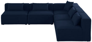 Cube Linen Textured Fabric / Engineered Wood / Foam Contemporary Navy Durable Linen Textured Modular Sectional - 108" W x 108" D x 26" H