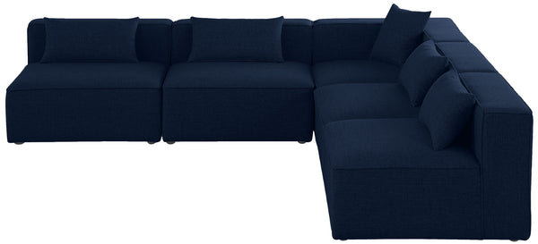 Cube Linen Textured Fabric / Engineered Wood / Foam Contemporary Navy Durable Linen Textured Modular Sectional - 108" W x 108" D x 26" H