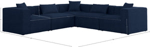Cube Linen Textured Fabric / Engineered Wood / Foam Contemporary Navy Durable Linen Textured Modular Sectional - 108" W x 108" D x 26" H