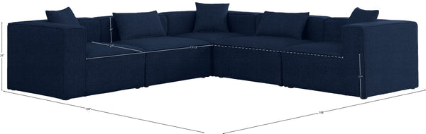 Cube Linen Textured Fabric / Engineered Wood / Foam Contemporary Navy Durable Linen Textured Modular Sectional - 108" W x 108" D x 26" H