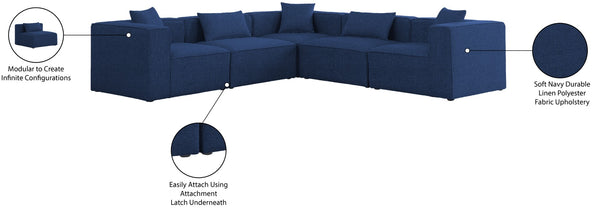Cube Linen Textured Fabric / Engineered Wood / Foam Contemporary Navy Durable Linen Textured Modular Sectional - 108" W x 108" D x 26" H