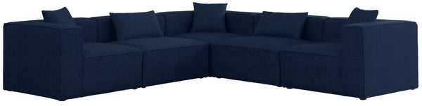 Cube Linen Textured Fabric / Engineered Wood / Foam Contemporary Navy Durable Linen Textured Modular Sectional - 108" W x 108" D x 26" H