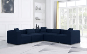 Cube Linen Textured Fabric / Engineered Wood / Foam Contemporary Navy Durable Linen Textured Modular Sectional - 108" W x 108" D x 26" H
