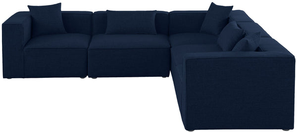 Cube Linen Textured Fabric / Engineered Wood / Foam Contemporary Navy Durable Linen Textured Modular Sectional - 108" W x 108" D x 26" H
