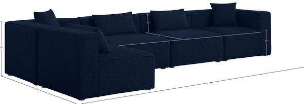 Cube Linen Textured Fabric / Engineered Wood / Foam Contemporary Navy Durable Linen Textured Modular Sectional - 144" W x 72" D x 26" H