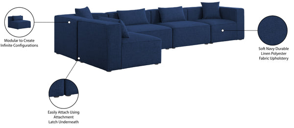 Cube Linen Textured Fabric / Engineered Wood / Foam Contemporary Navy Durable Linen Textured Modular Sectional - 144" W x 72" D x 26" H