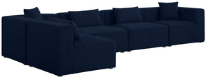Cube Linen Textured Fabric / Engineered Wood / Foam Contemporary Navy Durable Linen Textured Modular Sectional - 144" W x 72" D x 26" H